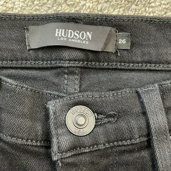New Hudson Nico Straight Jeans Black Mid Rise Long Length Tall Sz 26 - Picture 6 of 11
